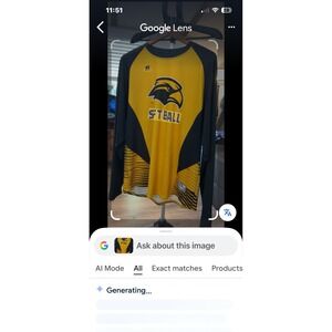 Russell Athletic Softball Long Sleeve Jersey Yellow Black Eagle Logo Size L
